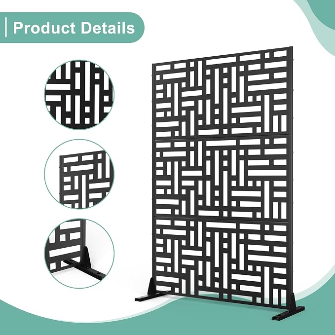 Metal Privacy Screen for Outdoor & Indoor Use, Free Standing Privacy Screen for - Image 4