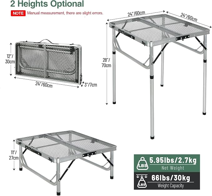 RedSwing Portable Grill Table for Outside, Aluminum Folding Grill Stand Table - Image 3