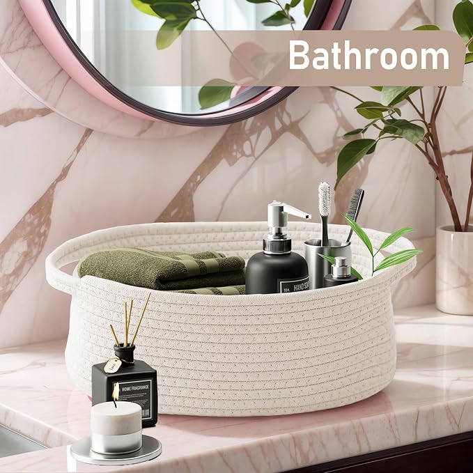 Woven Basket, Small Rope Storage Bin - Image 8