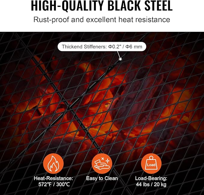 VEVOR X-Marks Fire Pit Grill Grate, Rectangle Cooking Grate, Heavy Duty Steel - Image 3