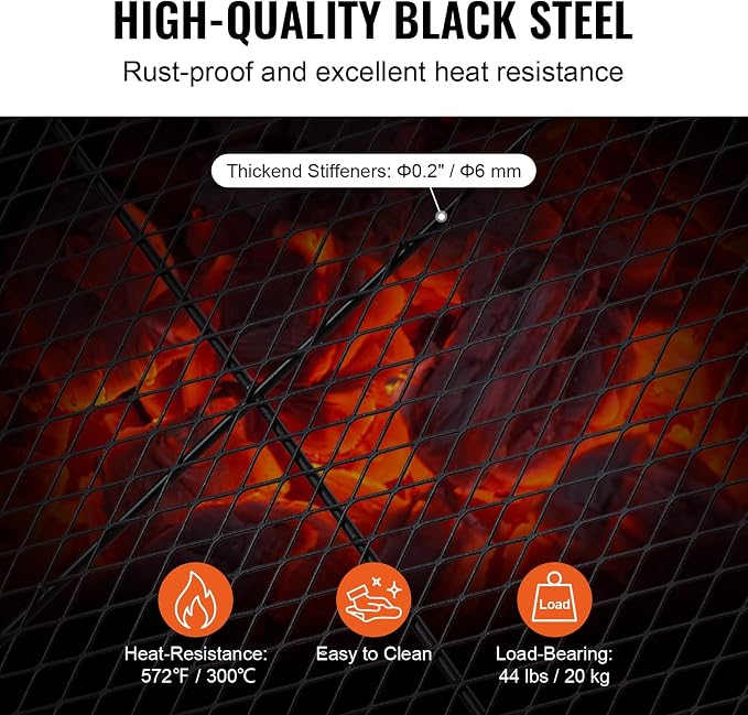 VEVOR X-Marks Fire Pit Grill Grate, Round Cooking Grate, Heavy Duty Steel - Image 3