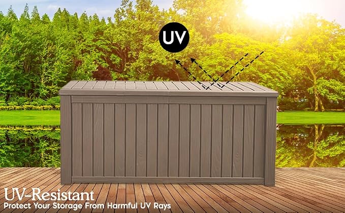180 Gallon Large Resin Outdoor Storage Deck Box, - Image 6