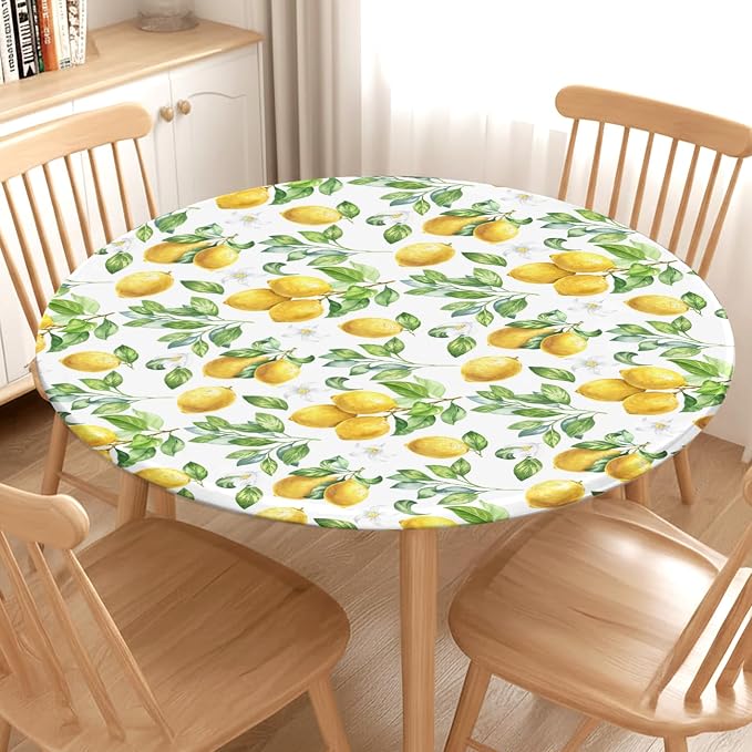 Lemon Round Fitted Tablecloth - Image 3