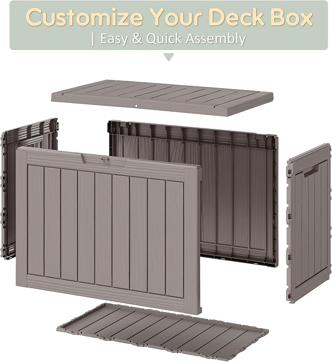 40 Gallon Outdoor Storage Deck Box Waterproof, Garden Tool, Backyard Cushion - Image 3