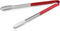 Tongs, 16-Inch Stainless Steel with Red Vinyl-Coated Handles