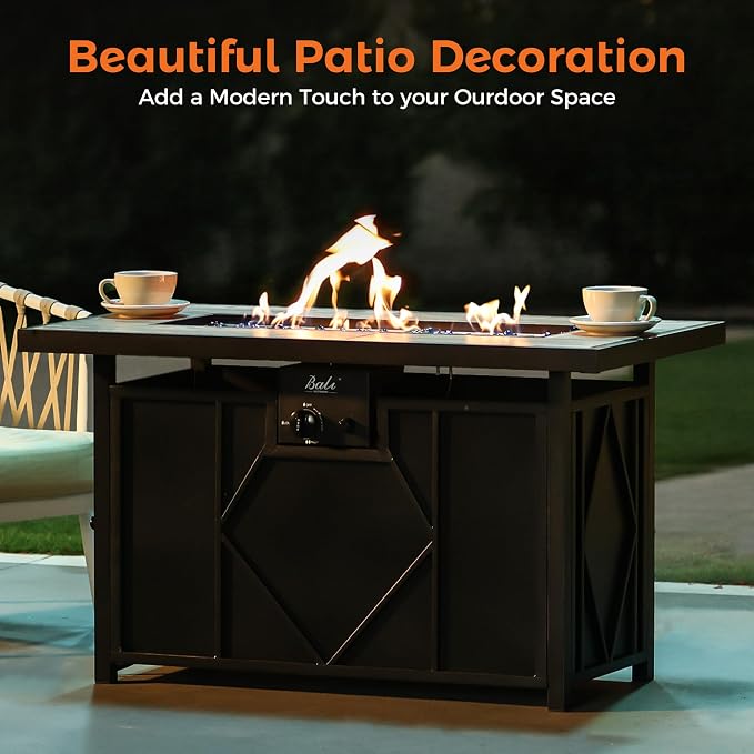 BALI OUTDOORS 42 inch Propane Fire Pit Patio Outdoor Fire Pit Table Large Black - Image 5