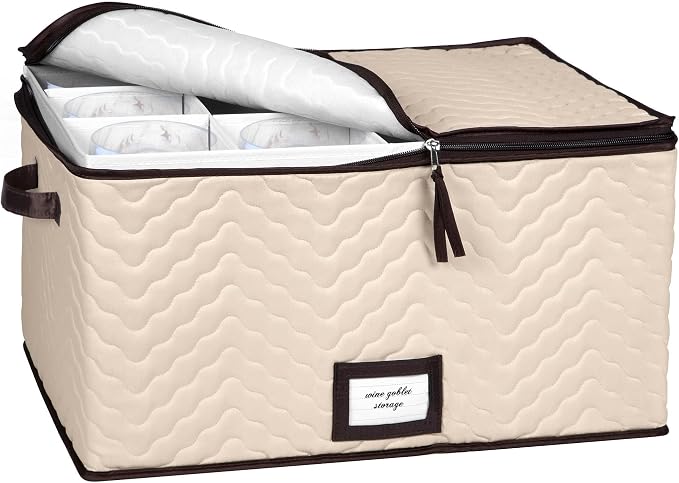 Wine Glass Storage Box with Dividers by HOLDN%E2%80%99STORAGE