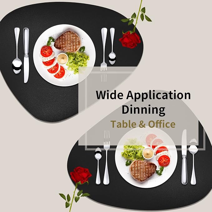 Herda Black Placemats Set of 6 for Dining Table Mats, Faux Leather Place Mats - Image 3