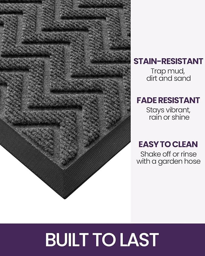 DEXI Front Door Mat Outside Entrance, Rubber Entry Doormat Heavy Duty, Welcome - Image 3
