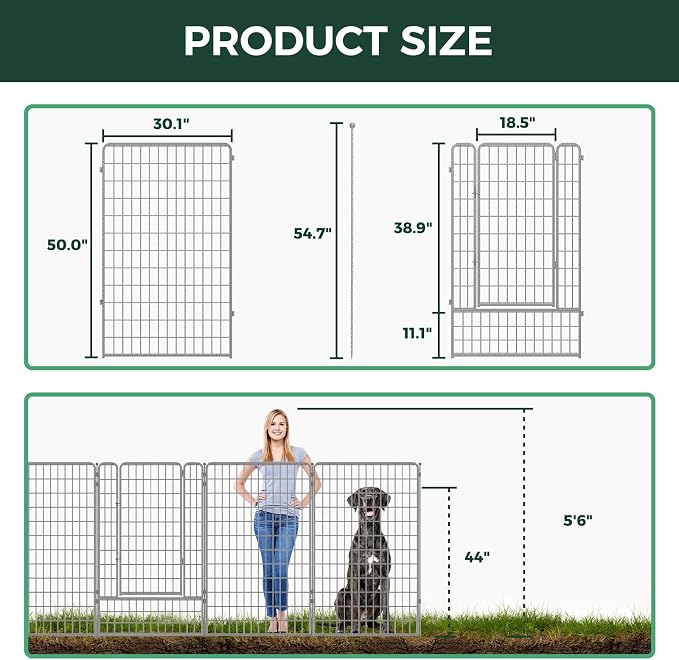 FXW Garden Fence Outdoor for The Yard – 50in x 62.6ft Heavy Duty Metal Animal - Image 2