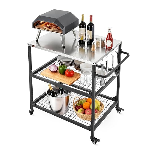 VEVOR Outdoor Grill Cart, 31.5 x 24.0 inch Stainless Steel Tabletop Size by VEVOR