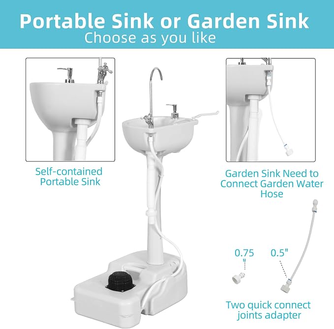 YITAMOTOR Dual Use Portable Sink 17L Camping Hand Washing Station - Image 3