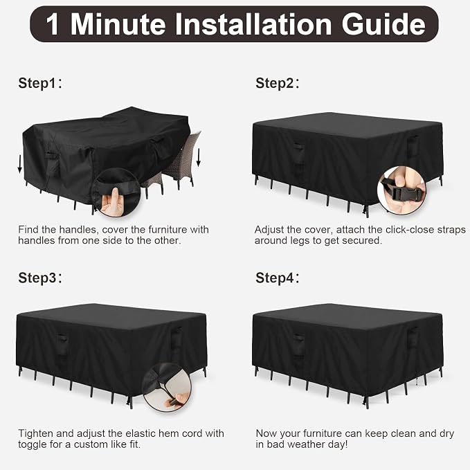 PureFit Patio Furniture Covers, Outdoor Table Furniture Cover Waterproof - Image 7