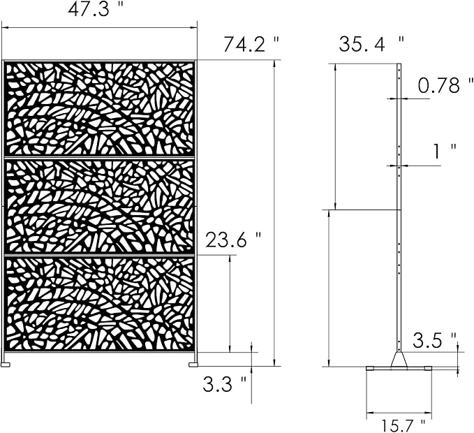 Kozyard Metal Privacy Screen 74" H x 47.2" W Decorative Outdoor Divider - Image 7
