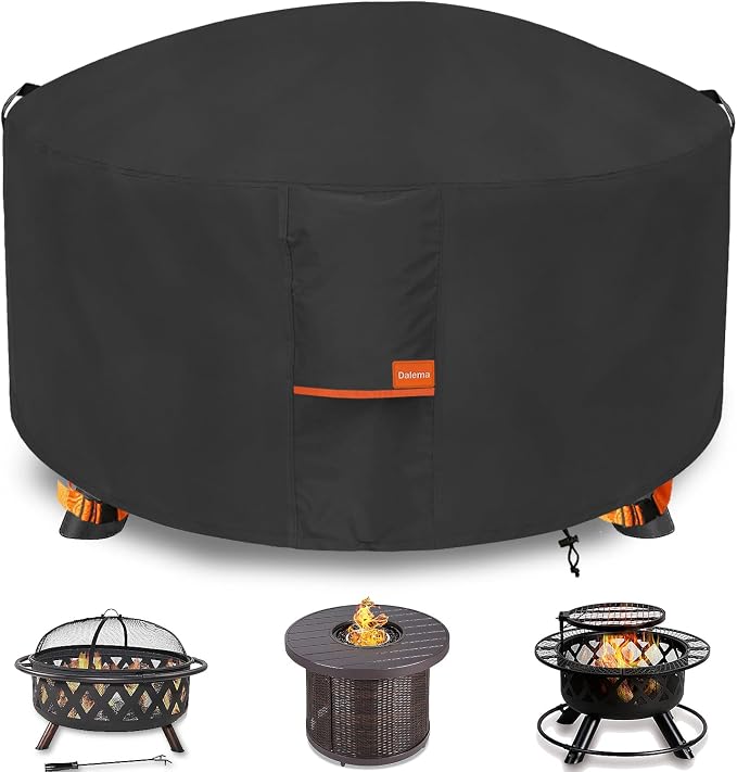 Fire Pit Cover, Outdoor Heavy Duty 600D 100% Waterproof Fire Pit Cover Round by Dalema