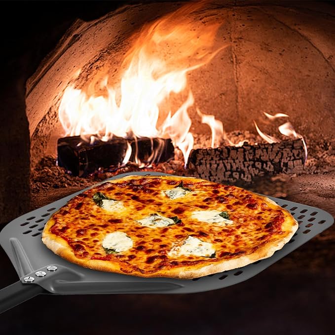 Perforated Pizza Peel, 14 x 16 Inch Rectangular Pizza Turning Peel, - Image 6