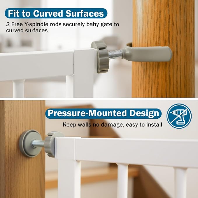 Baby Gate for Stairs, 29.7-40.6" Pressure Mounted Dog Gate, Auto Close Safety - Image 8