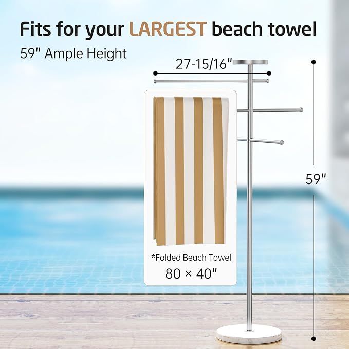 Natural Marble Outdoor Towel Rack - Image 6
