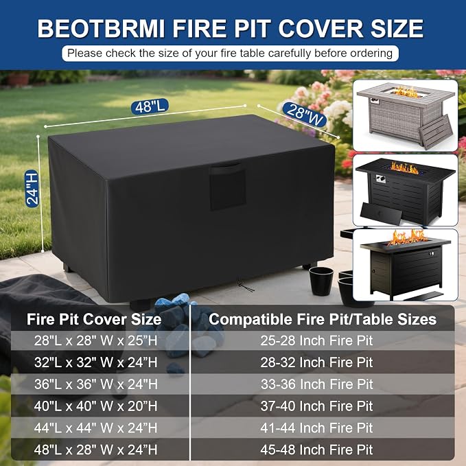 Square Fire Pit Cover, Upgraded Heavy Duty Fabric - Image 2