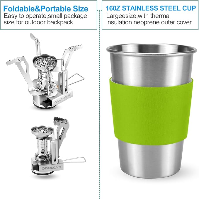 Odoland Camping Cookware Stove Carabiner Canister Stand Tripod and Stainless - Image 5
