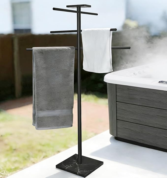 Hot Tub Towel Rack with Tray, 304 Stainless Steel 6 Arms Freestanding Swimming by EADOT