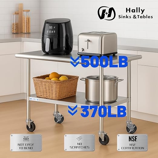 Hally Stainless Steel Table for Prep & Work 30 x 48 Inches - Image 5
