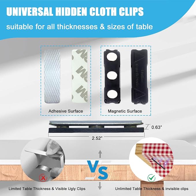 Tablecloth Clips for Thick Tables 6 Pack, Invisible Magnets Picnic Table Cloth - Image 3