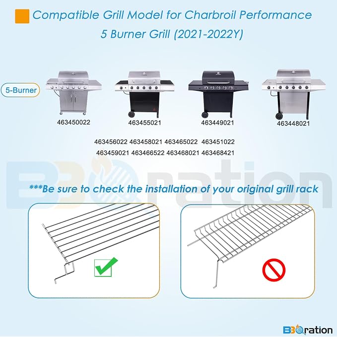 Warming Rack Grill Parts for Charbroil Performance 5 Burner 463448021 463450022 - Image 2