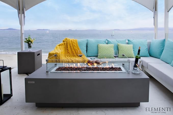 Elementi | Bundle Granville Gas Fire Pit Cast Concrete 60" Rectangular Fire - Image 6