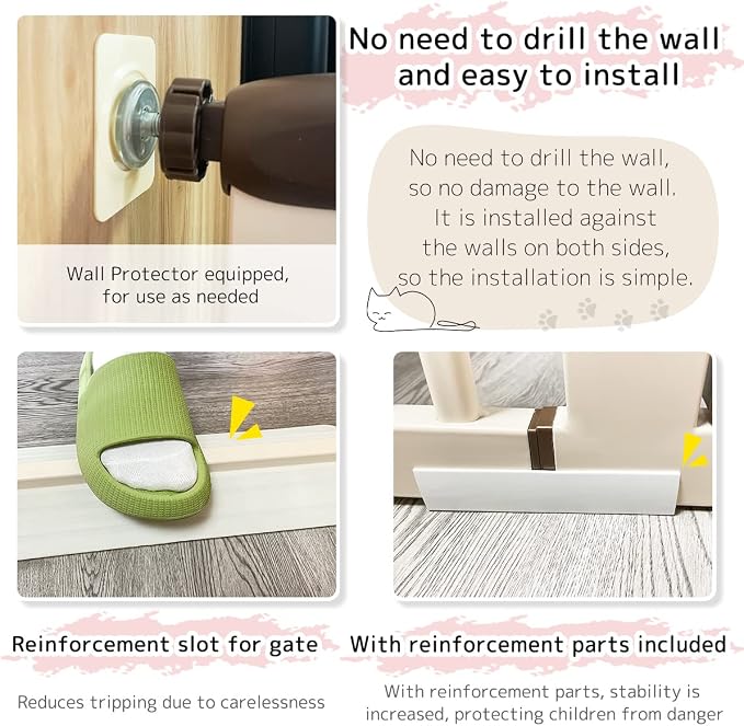 Lumizone Extra Tall Pet Gate 55.12" High Pressure Mounted 42.52"-46.64" Extra - Image 6