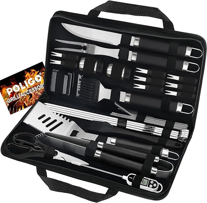 POLIGO 29 PCS BBQ Grill Accessories Stainless Steel BBQ Tools Grilling Tools Set by POLIGO