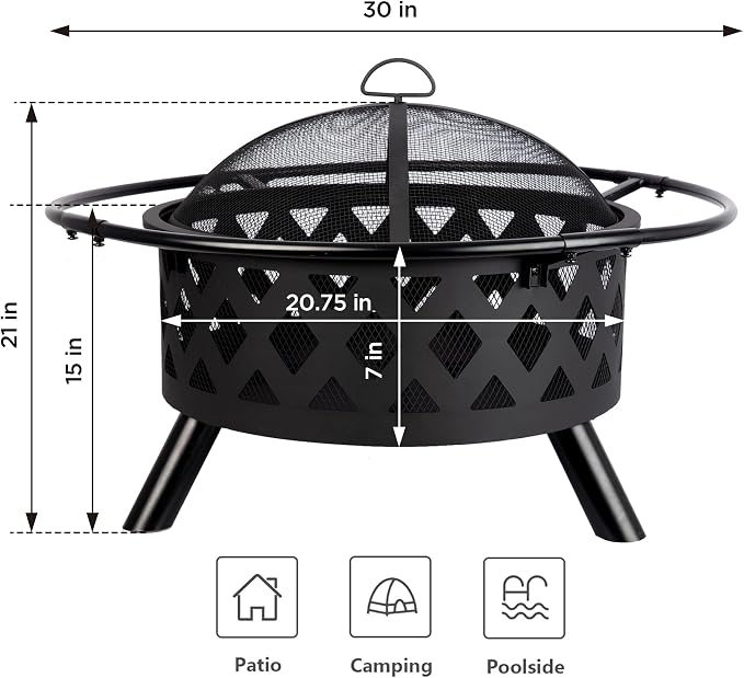 Red Mountain Valley 30'' Outdoor Wood Burning Fire Pit, 2-in-1 Large Round Fire - Image 8