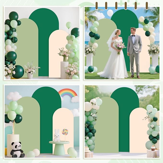 MODFUNS Wedding Arch Cover Set of 3 4ft 5ft 6ft Spandex Arch Cover Mixed Color - Image 6