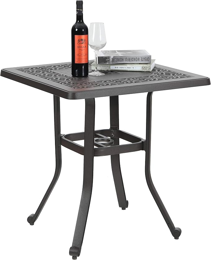 PHI VILLA Cast Aluminum Patio Bistro Dining Table Clearance by PHIVILLAThepioneerofcomfortablehouseholdsupplies