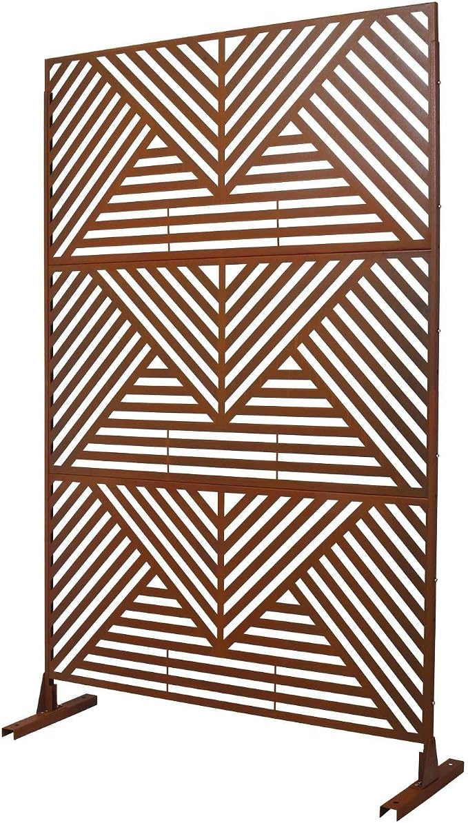 Outdoor Privacy Screen with Geometric Design – Metal Decorative Panel, by FRITHJILL