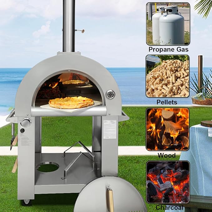 32.5" Wood Fired & Propane Gas Pizza Oven - Image 3