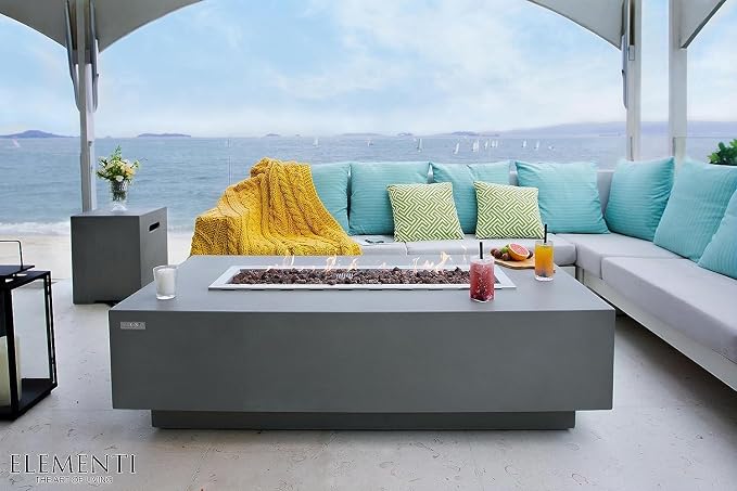 Elementi | Bundle Granville Gas Fire Pit Cast Concrete 60" Rectangular Fire - Image 3