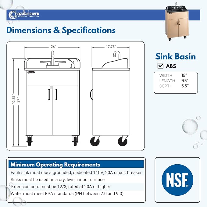 Ozark River Portable Sinks Premier Maple, Maple Laminate-ABS Sink, Mobile Self - Image 4