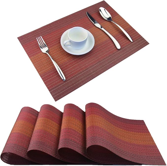 Vinyl Placemats, Washable Table Mats Easy to Clean Woven Placemats by PandaPalm
