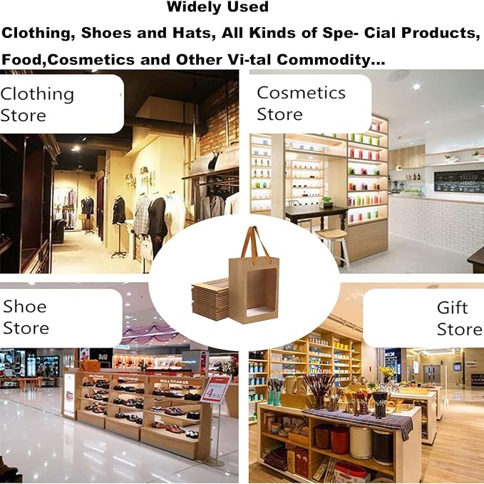 6 Pcs Brown Paper Gift Bags - Image 7