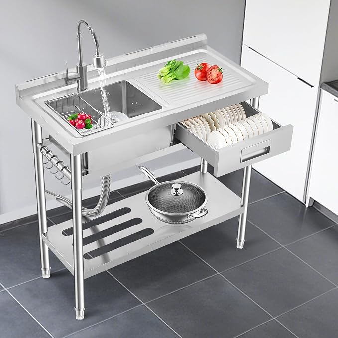 Freestanding Stainless Steel Utility Sink - Image 7