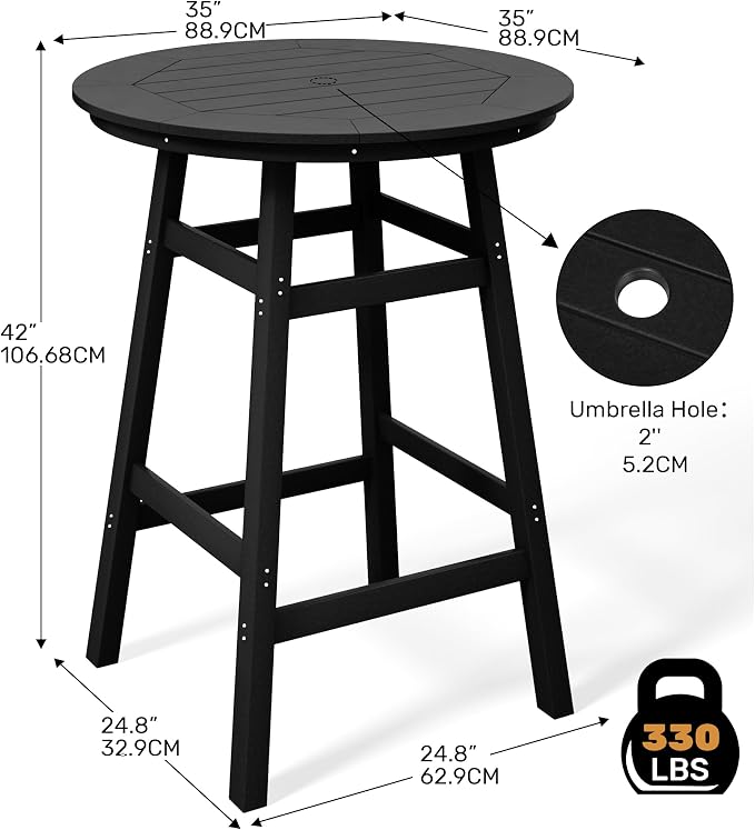 Costaelm Patio Bistro Table, Outdoor Bistro Dining Pub Table - Image 3
