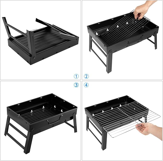 Uten Charcoal Grill, BBQ Grill Folding Portable Lightweight smoker Grill - Image 2
