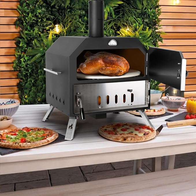 15’’ Outdoor Pizza Oven Wood Fired Pizza Oven Portable Patio Ovens Included - Image 5