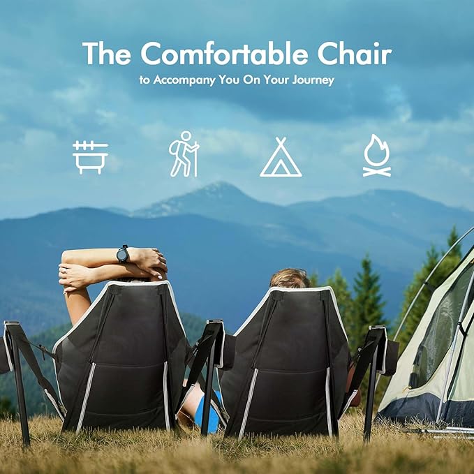 Camping Chair Swinging Hammock Style with Aluminum Frame in Classic Black