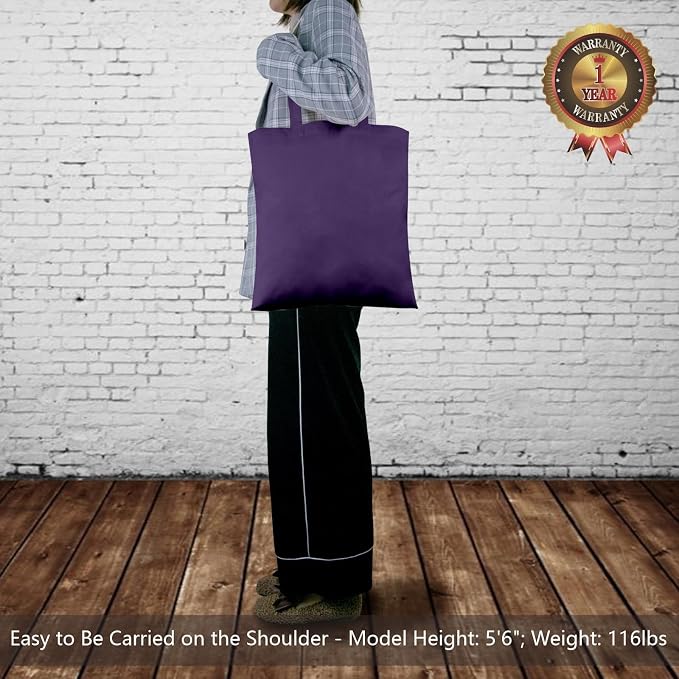TOPDesign 24-Pack Economical 16"x15" Deep Purple Cotton Tote Bags, Lightweight - Image 2