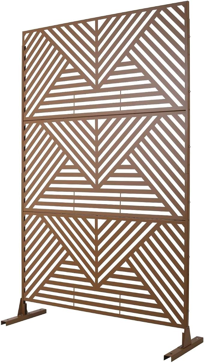Outdoor Privacy Screen with Geometric Design – Metal Decorative Panel, by FRITHJILL