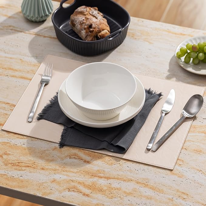 Faux Leather Placemats Set of 12 Vinyl Washable Wipeable Table Mats - Image 5