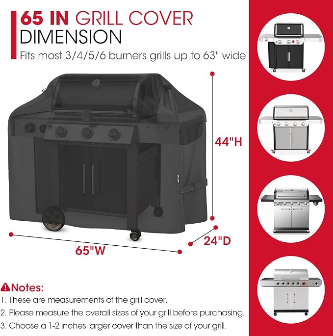 Unicook Grill Cover 65 Inch for Outdoor Grill, Heavy Duty Waterproof BBQ Cover - Image 2