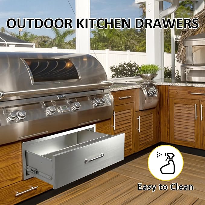 Outdoor Kitchen Drawers 30" W x 10" H x 23" D Flush Mount BBQ Single Drawers - Image 5